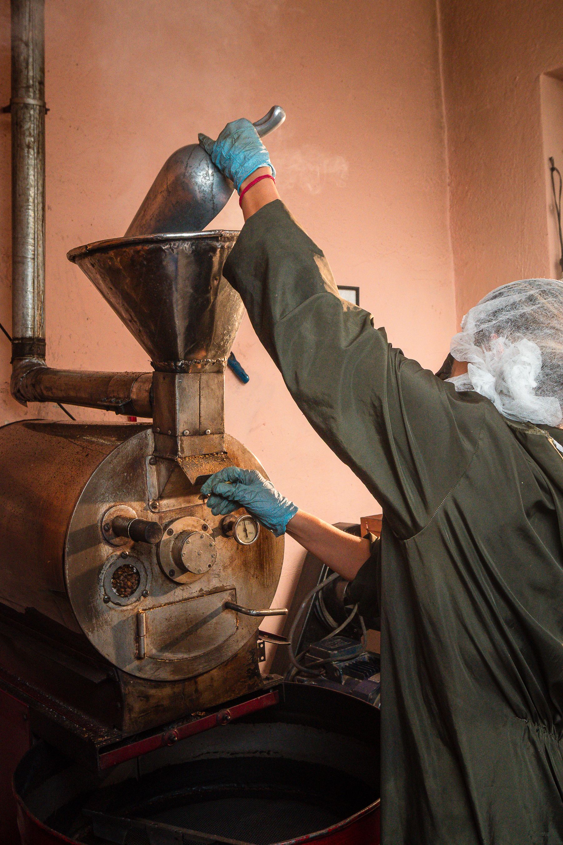 Coffee roaster in production